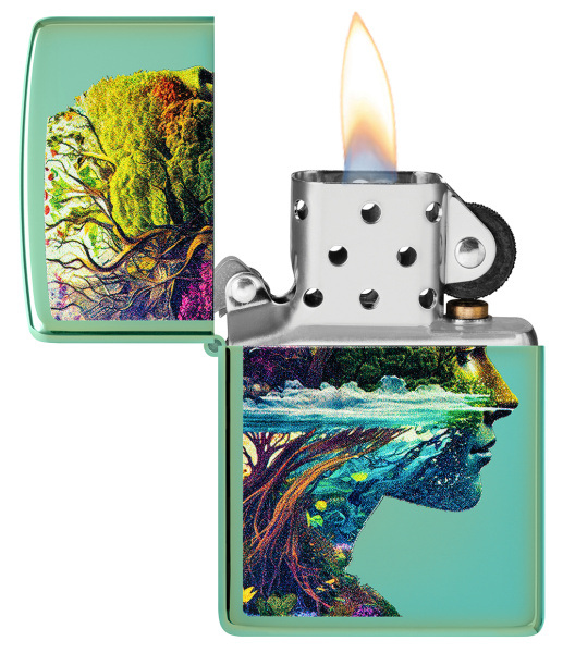 Зажигалка ZIPPO One with Nature Design с покрытием High Polish Green 46233