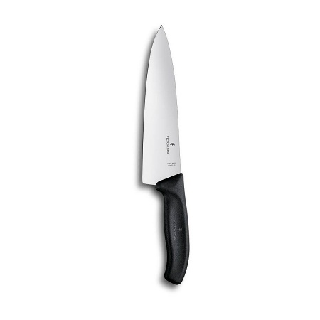 Нож Victorinox разделочный, лезвие 20 см широкое, черный, в картонном блистере