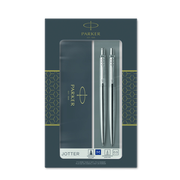 Подарочный набор Parker: Ручка шариковая + карандаш Parker Jotter Core - Stainless Steel GT