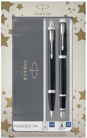 Подарочный набор Parker: Ручка перьевая + ручка шариковая Parker IM - Black CT