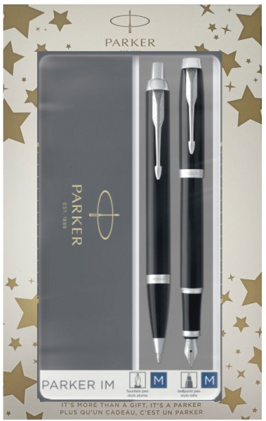 Подарочный набор Parker: Ручка перьевая + ручка шариковая Parker IM - Black CT