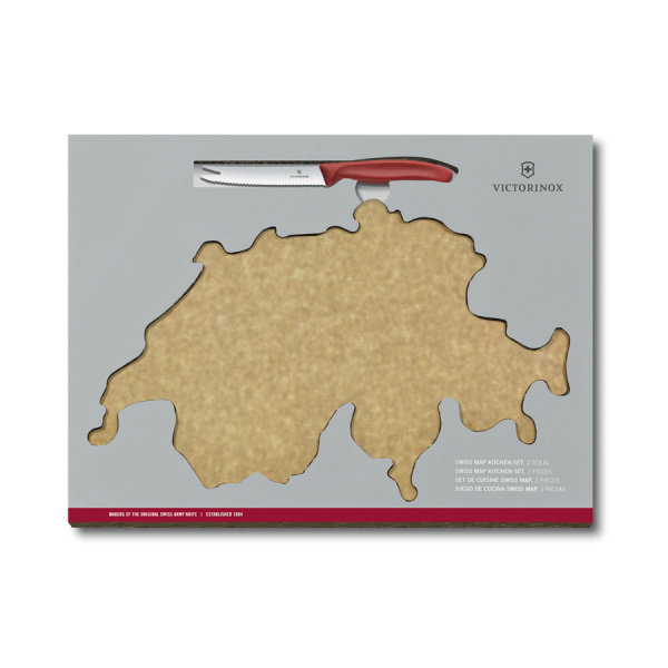 Набор Victorinox Swiss Map: нож для овощей и сыра 11 см + разделочная доска Epicurean