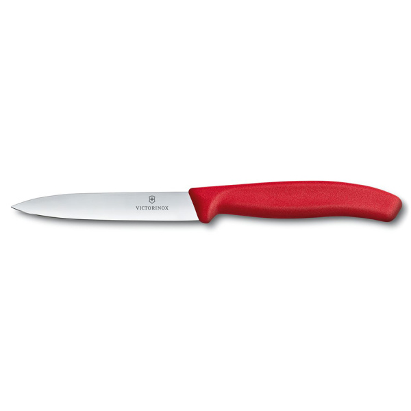 Нож Victorinox для чистки овощей и фруктов, лезвие 10 см прямое, красный