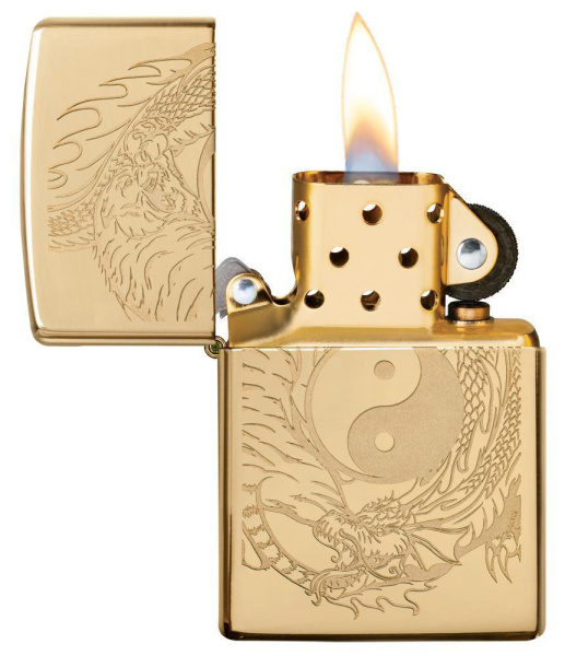 Зажигалка ZIPPO Tiger and Dragon с покрытием High Polish Brass 49024